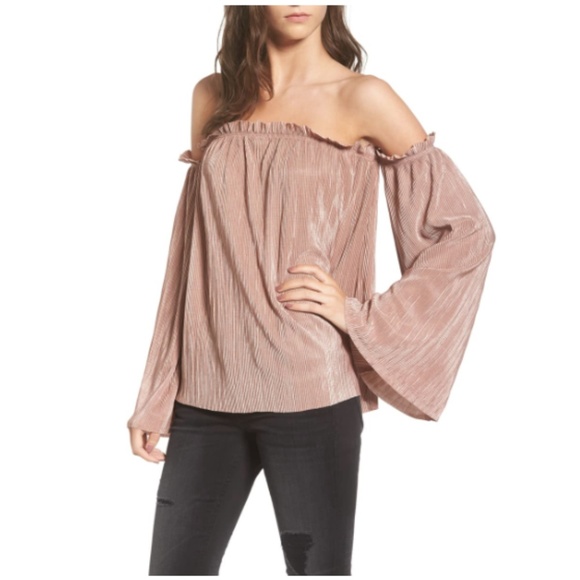Mimi Chica Tops - Mima Chica Plissé Off the Shoulder Top
